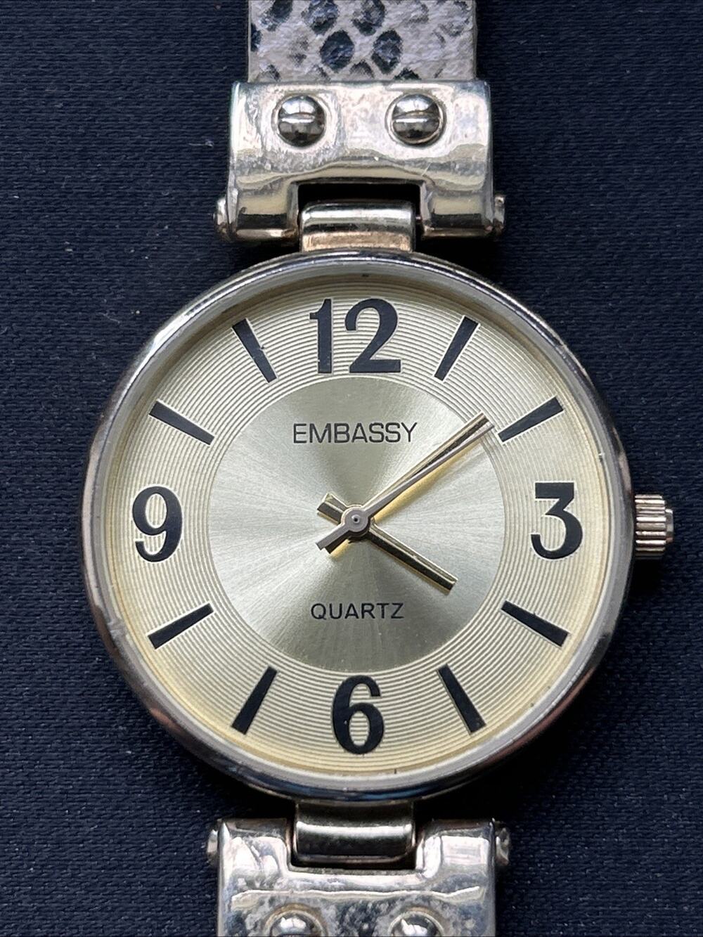Embassy Gold Tone Snakeskin Type Band Women’s Quartz Watch